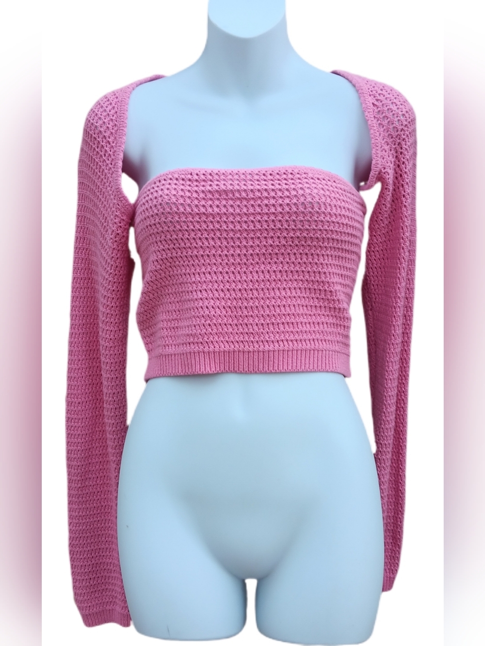NWT Cropped Pink Cutout Sweater Size XL